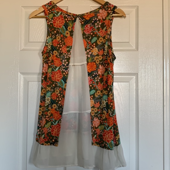 Matilda Jane Sleeves Top Floral Cotton Sheer Ruffle Back Size Small Like New - Picture 2 of 5